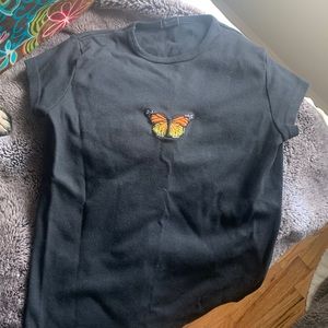 Brandy Melville/John Galt black butterfly shirt